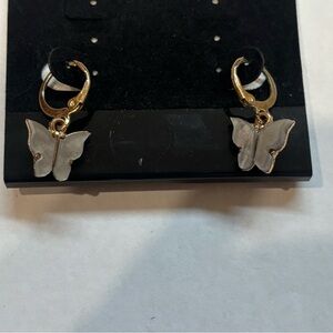 Gold and Silver Butterfly Earrings
